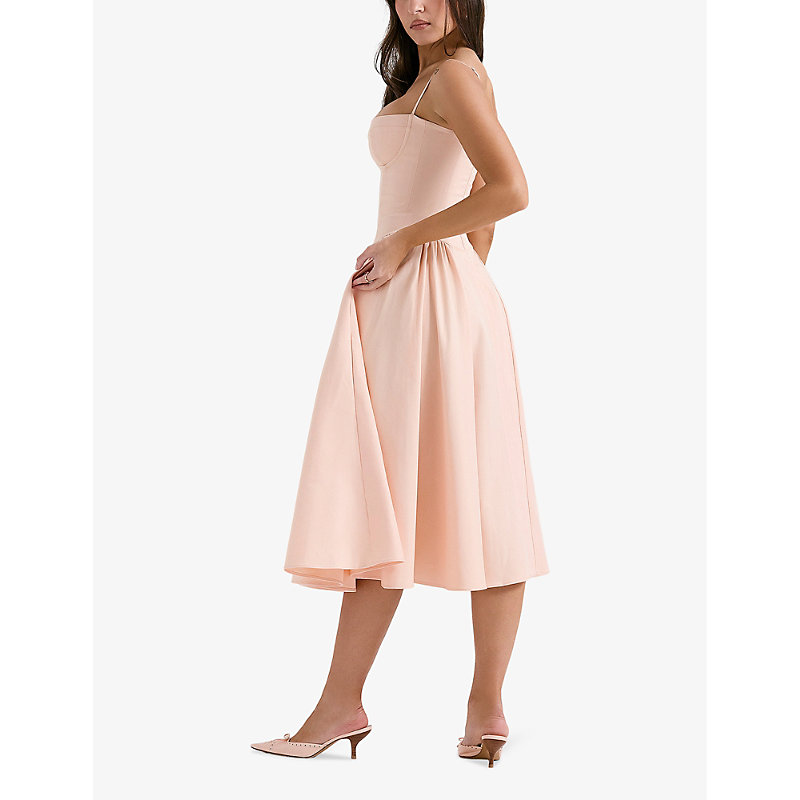 Samaria Corseted Woven Midi Dress