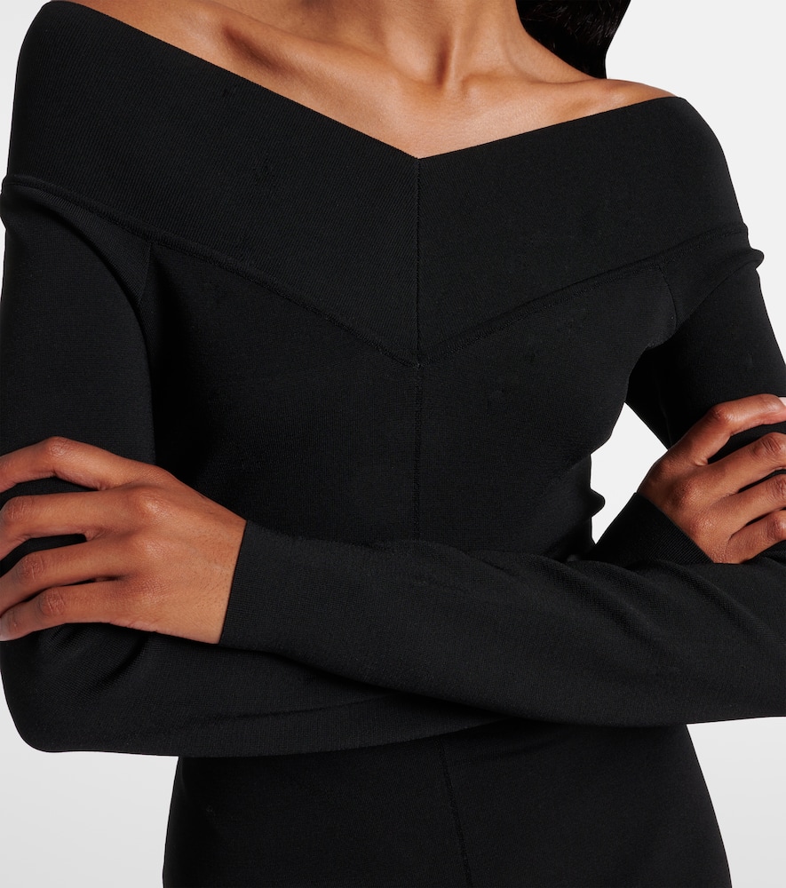 Off-shoulder jersey midi dress