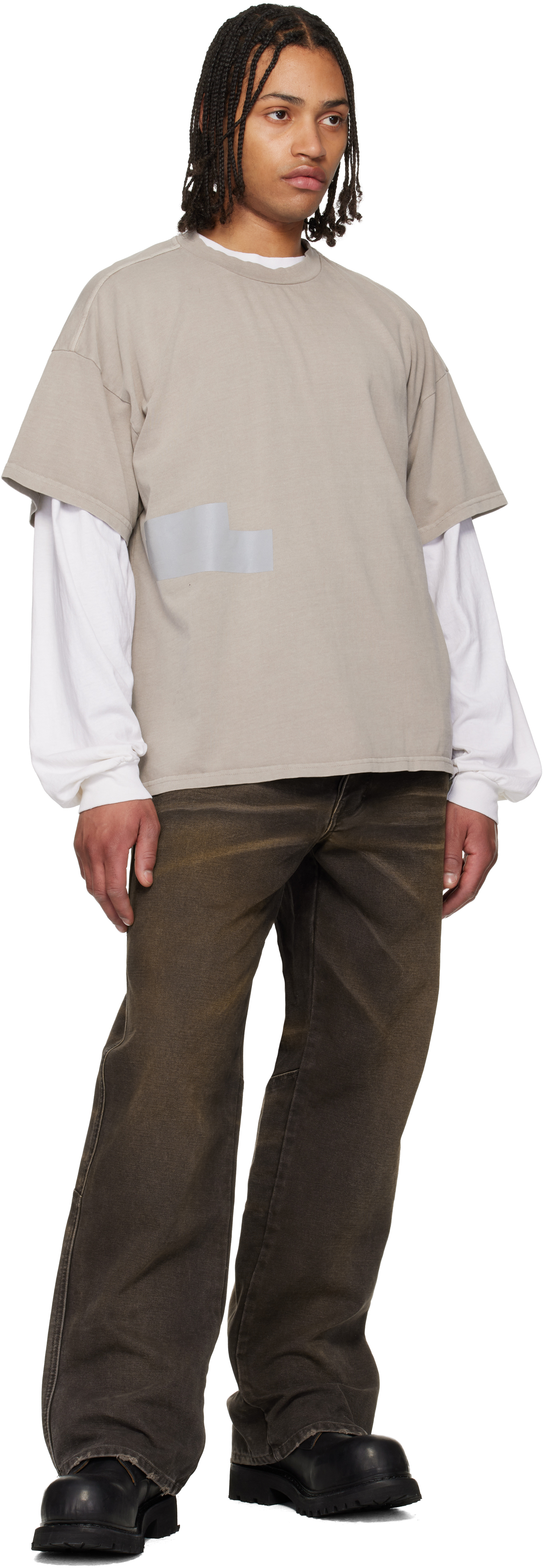 Taupe Taped Patch T-shirt