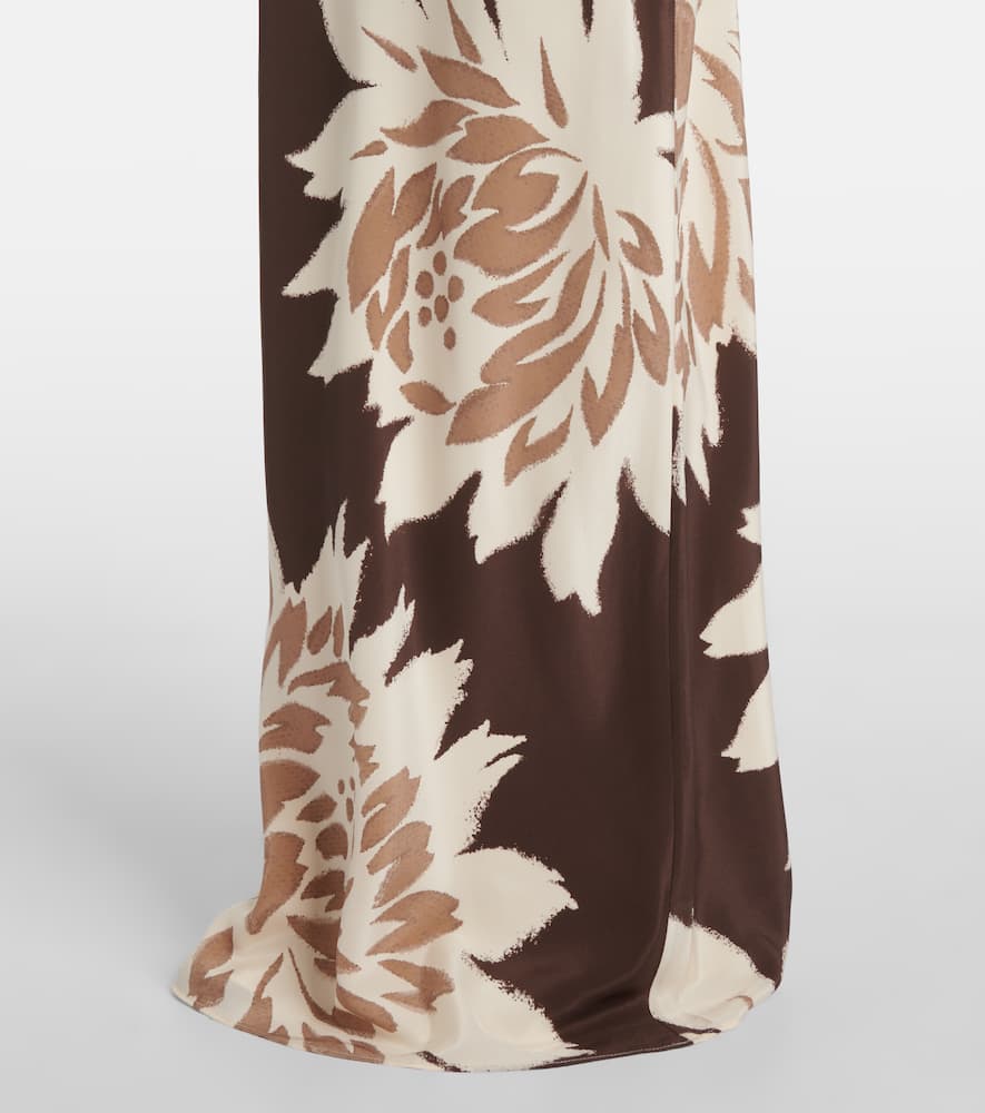 Floral one-shoulder silk satin top