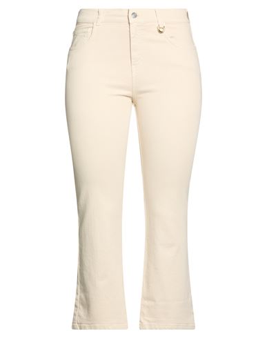 Woman Pants Ivory Size 10 Cotton, Elastane