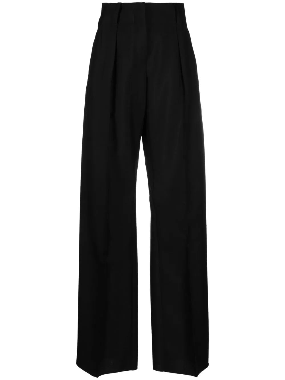 High-Waisted Wide-Leg Trousers — Black