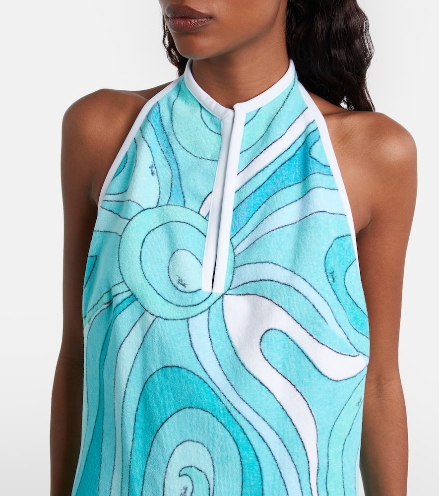 Iride halterneck cotton terry minidress