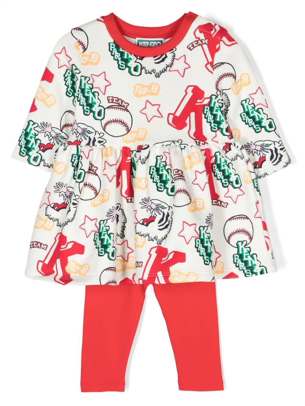 Logo varsity-print dress set - Neutrals