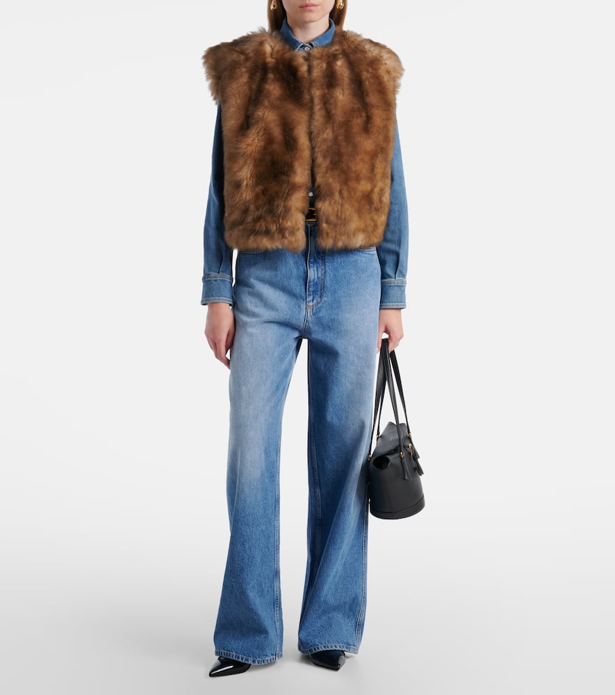 Cropped shearling vest