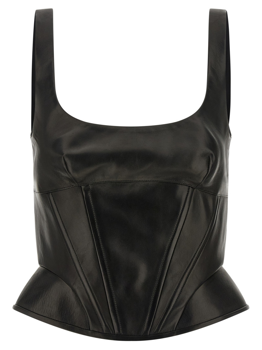 Peplos Leather Top Tops Black