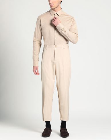Man Pants Beige Size 38 Polyester, Elastane, Viscose
