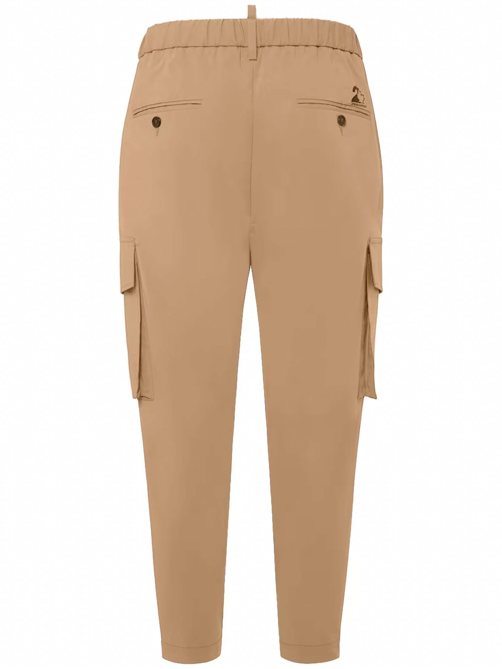 Beige Stretch-Cotton Trousers