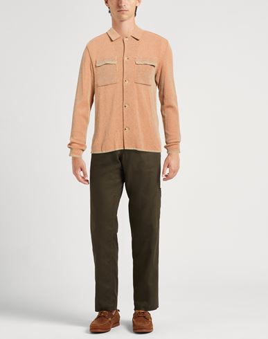 Man Cardigan Orange Size L Cotton, Acrylic