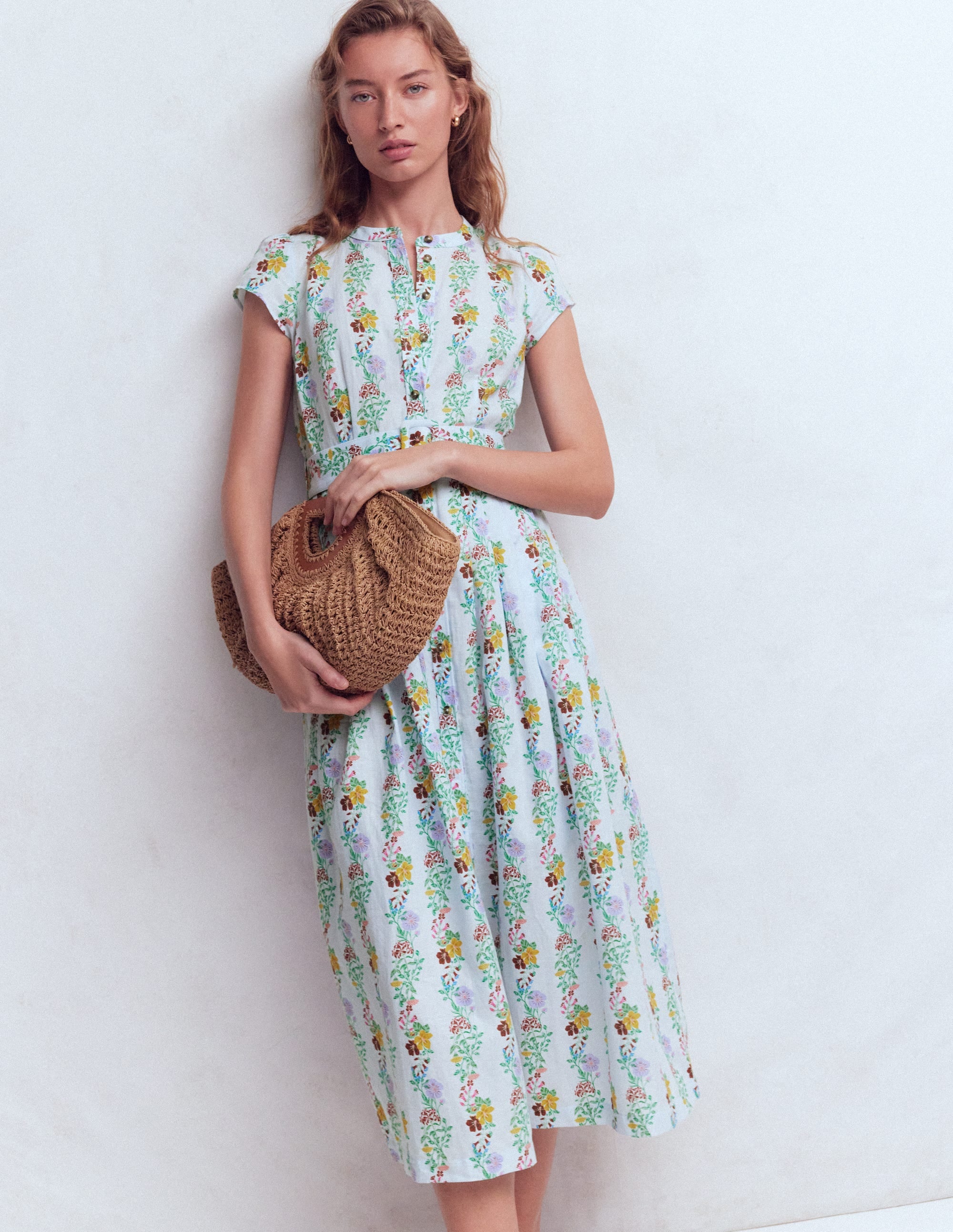 Women's Arabella Linen Blend Dress in Blue | Size 0