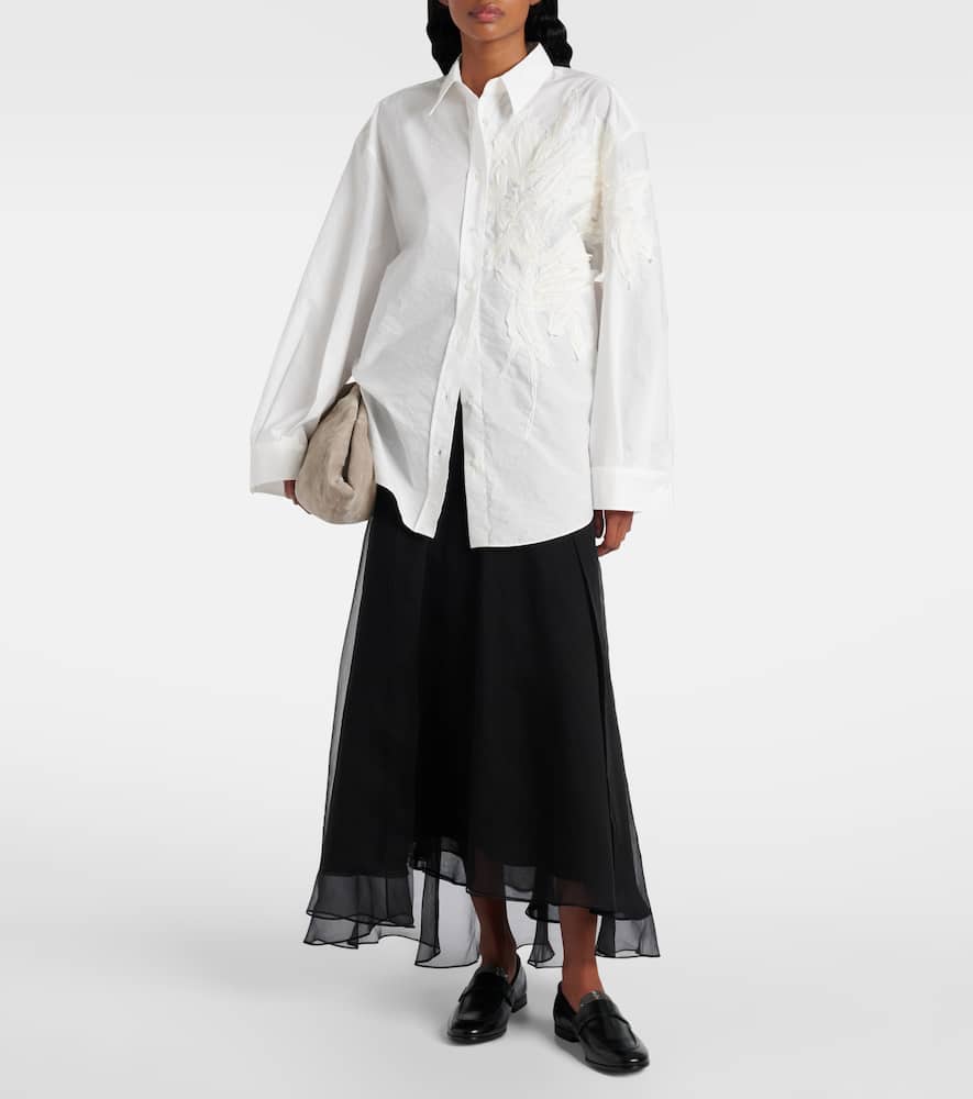 Embroidered cotton-blend poplin shirt