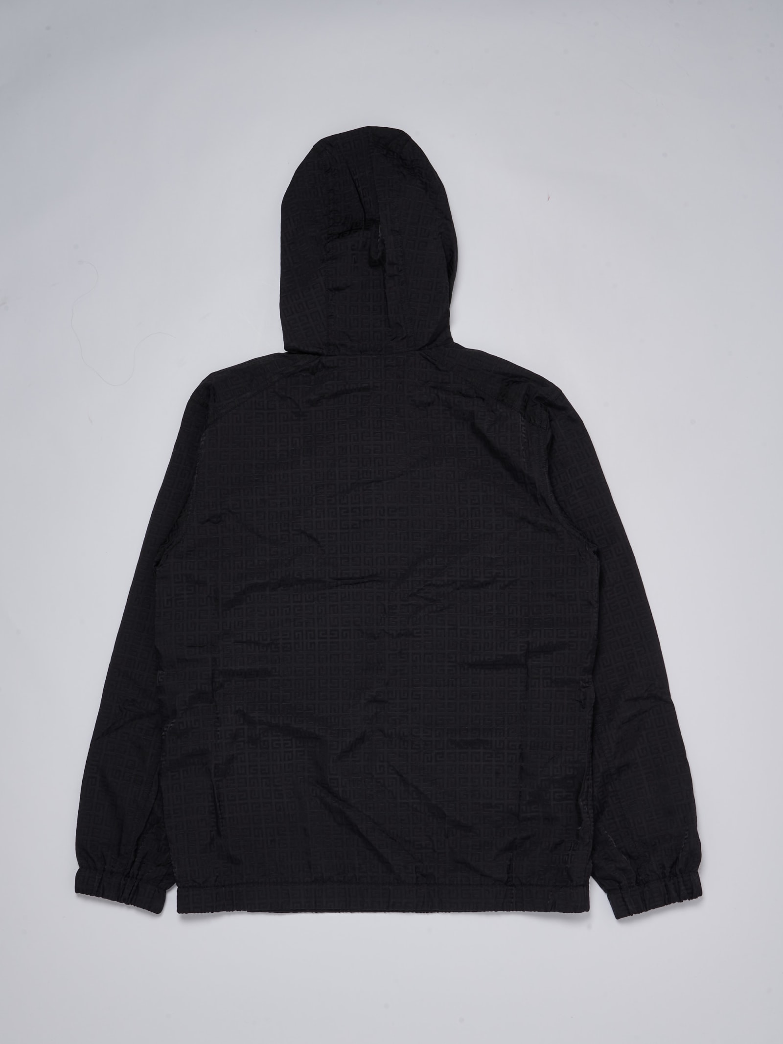Logo-embroidered hooded jacket - Black