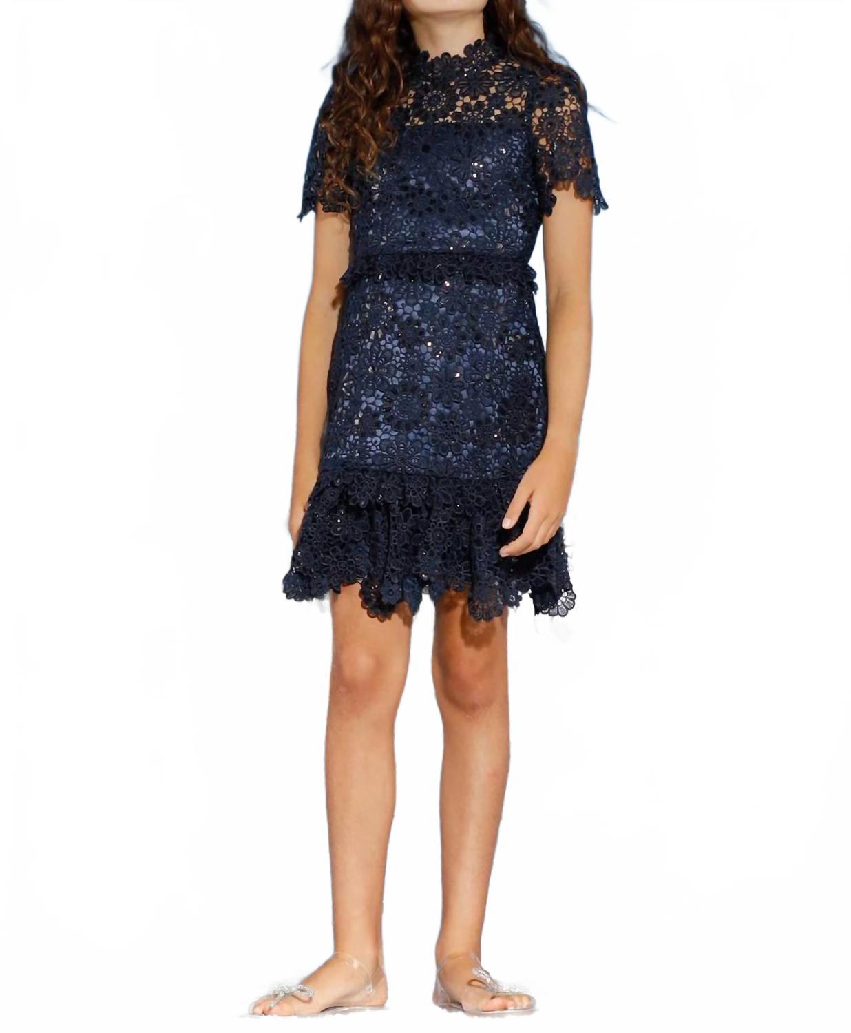 Audrey Lace Dress In Navy