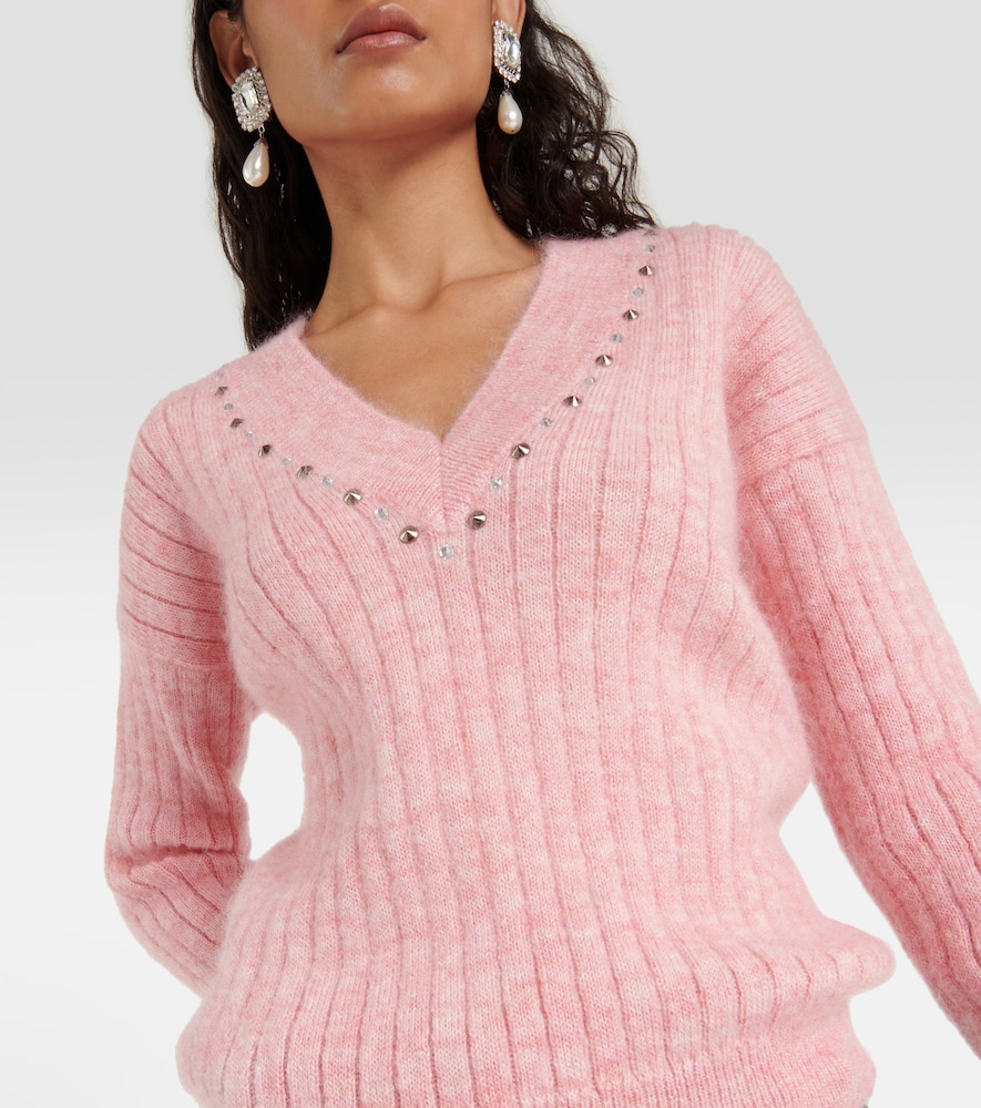 Embellished wool-blend sweater