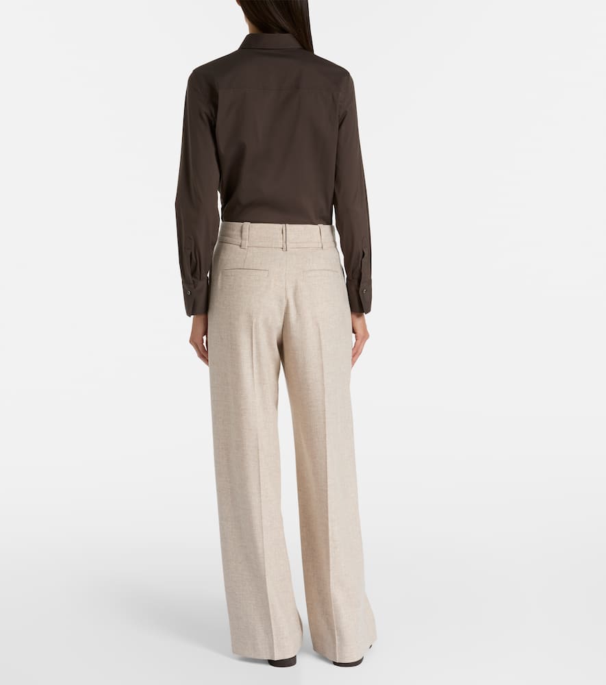 Belted wool and cashmere wide-leg pants