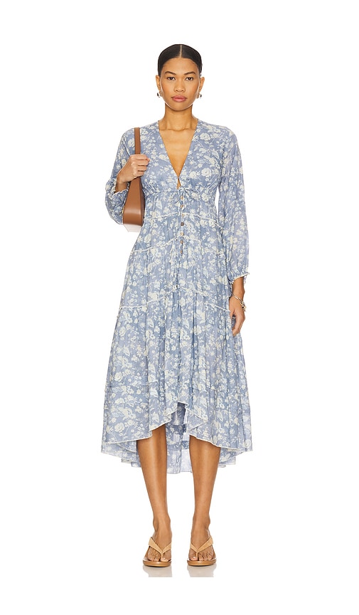 Free People MIDI-KLEID PAPPIET in Blue. Größe XS. Also in L, M