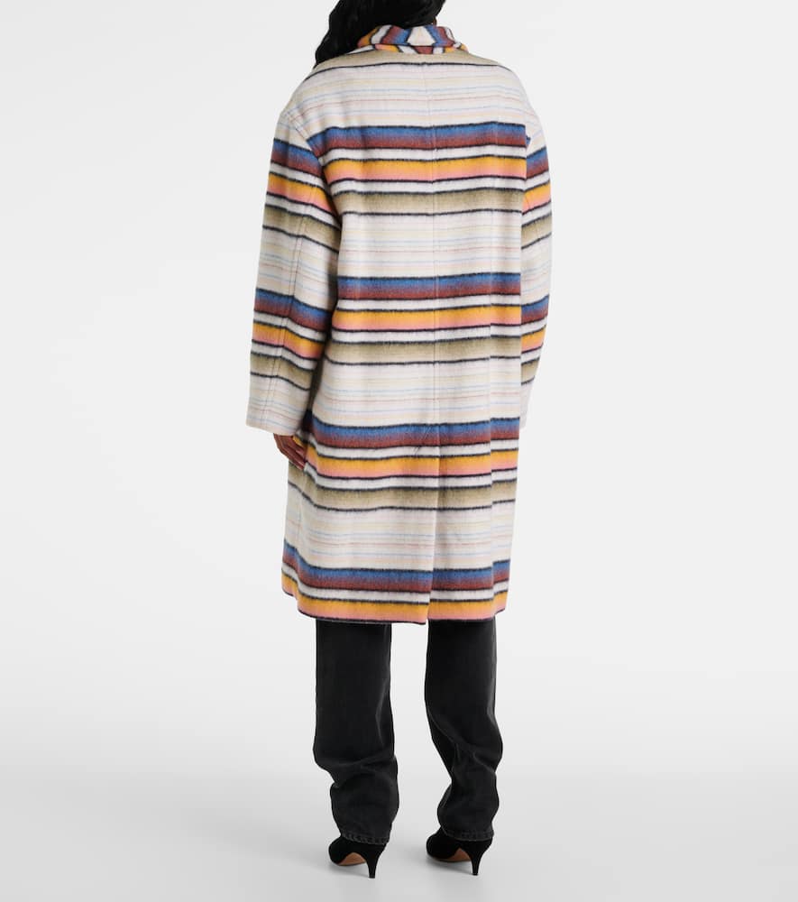 Striped wool-blend coat