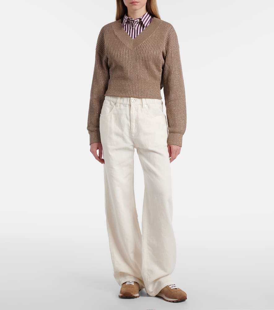 Cotton and linen wide-leg pants