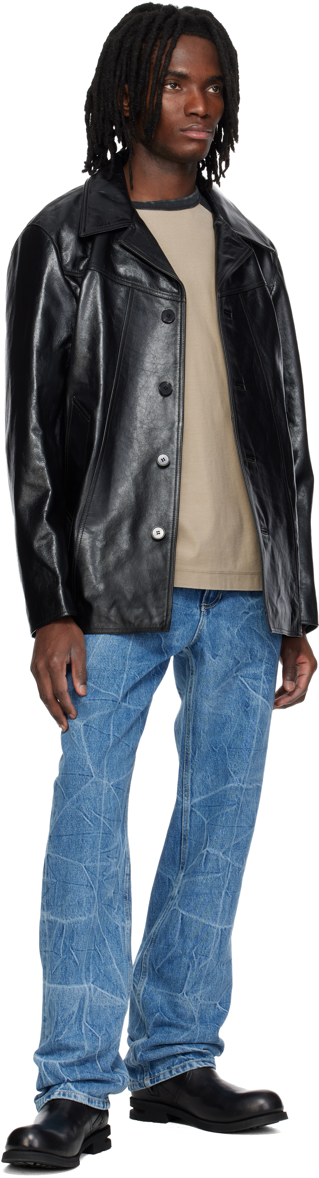 Black Boulevard Leather Coat