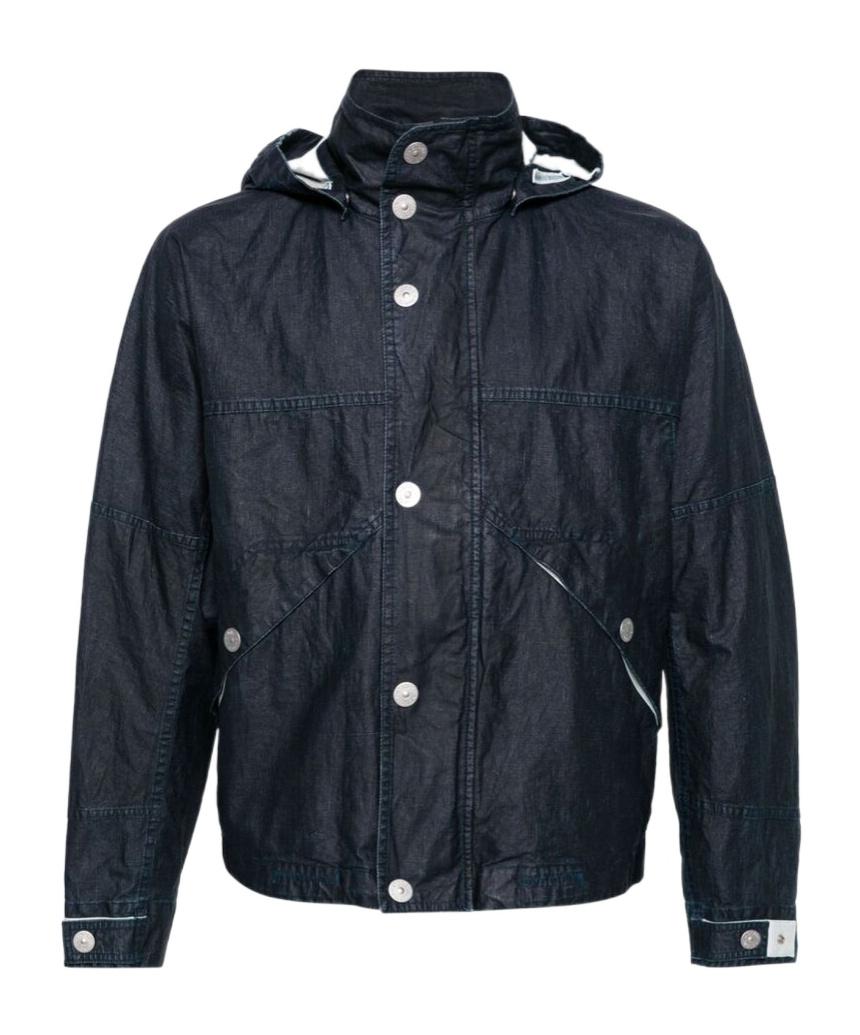 Raw Plated linen hooded jacket