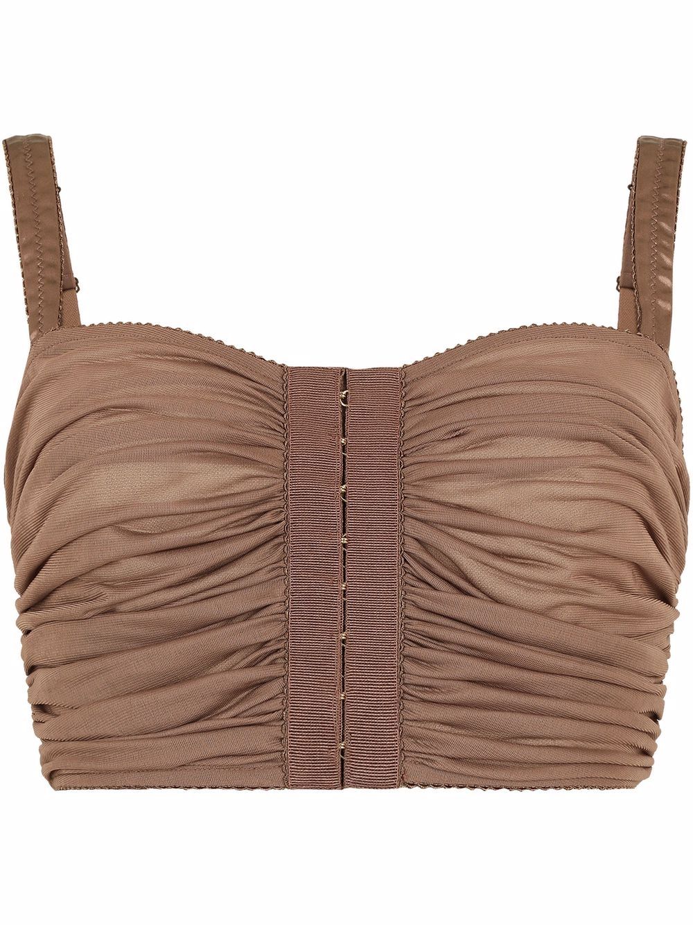 Ruched-bodice top - Brown