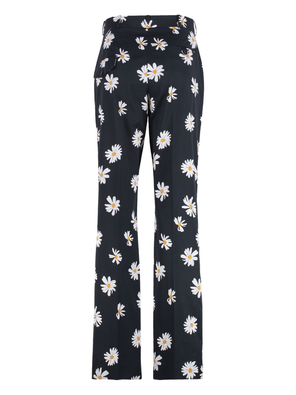 Floral-print straight-leg trousers - Black
