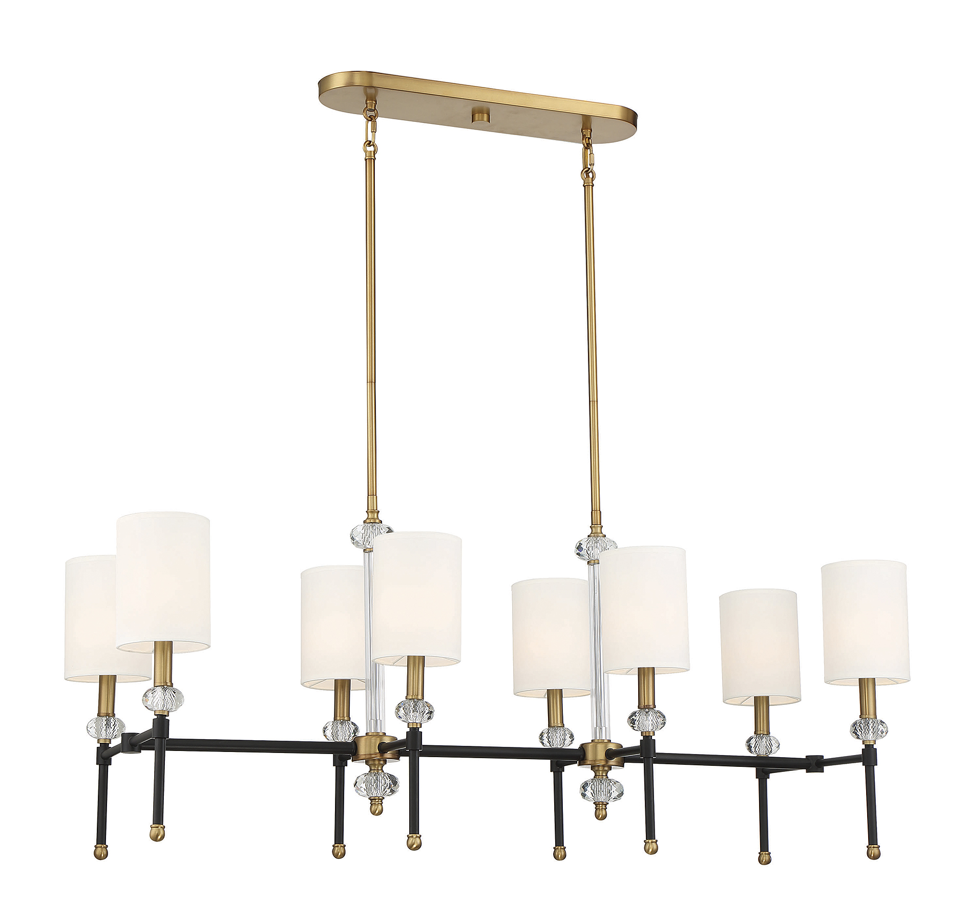 Tivoli 8-Light Linear Chandelier in Matte Black with Warm Brass Accent