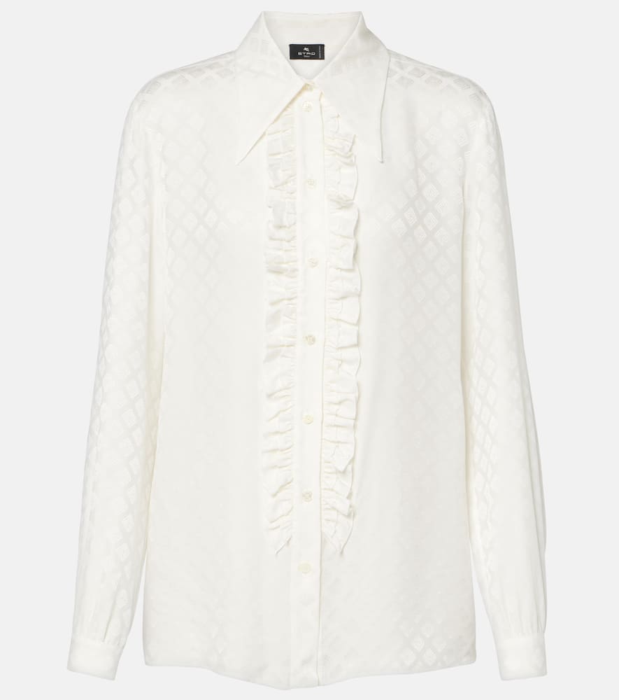 Printed silk-blend satin blouse