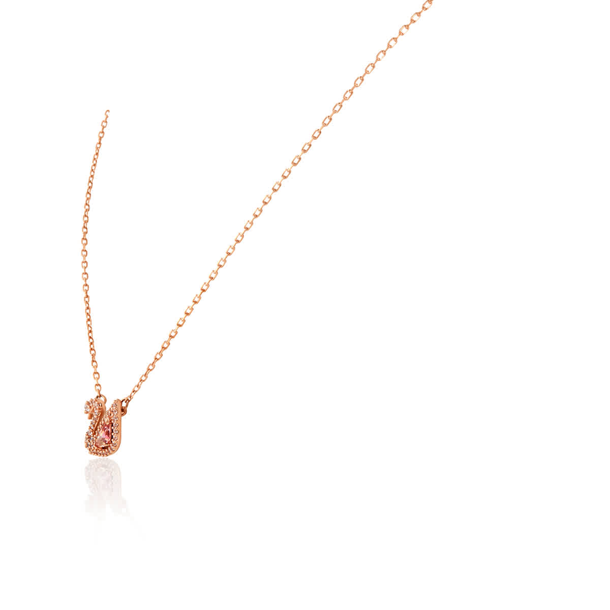 Dazzling Swan Necklace, Multi-colored, Rose-gold Tone Plated