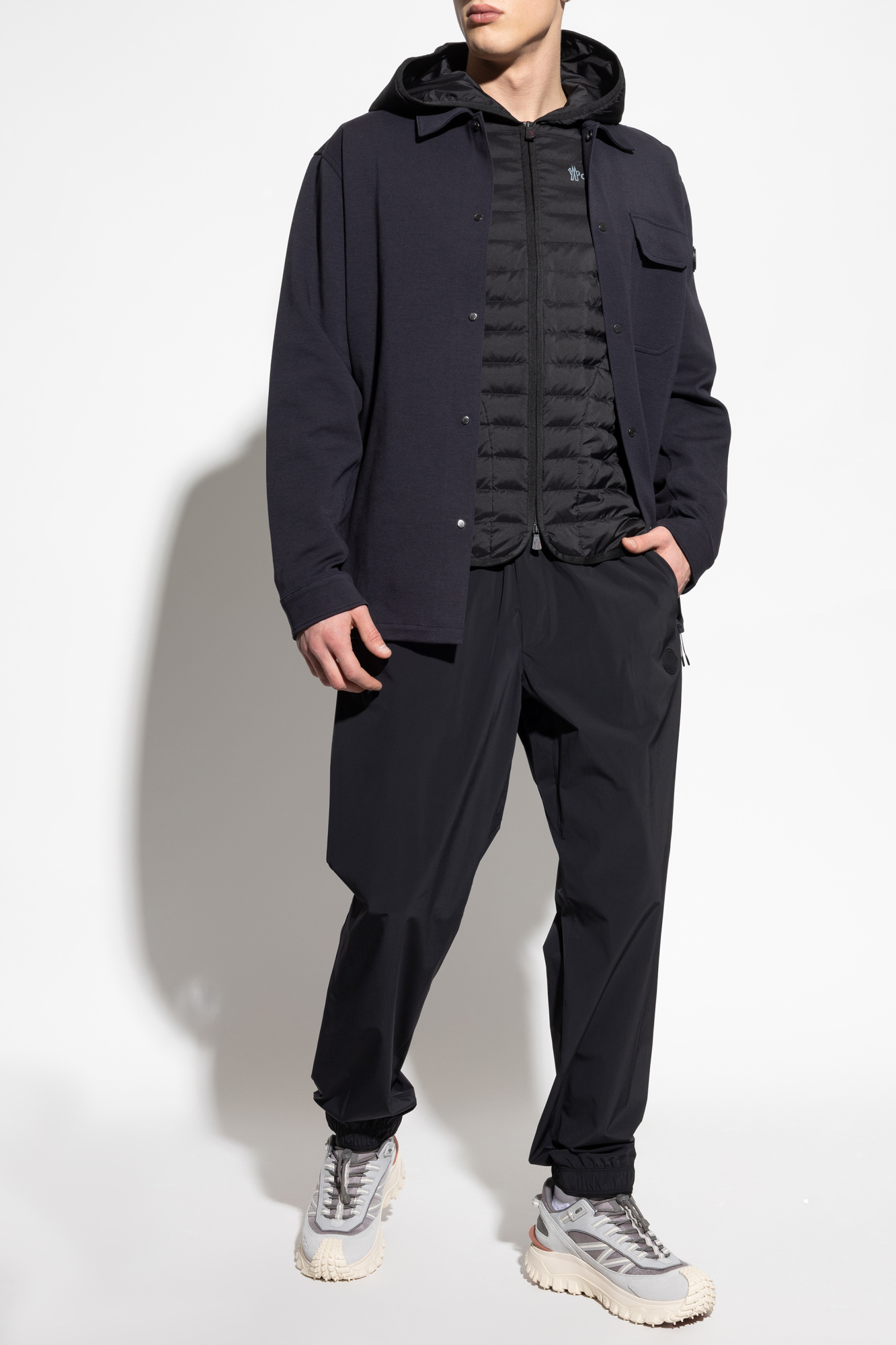 Moncler Trousers With Logo Patch, Men's, Black
