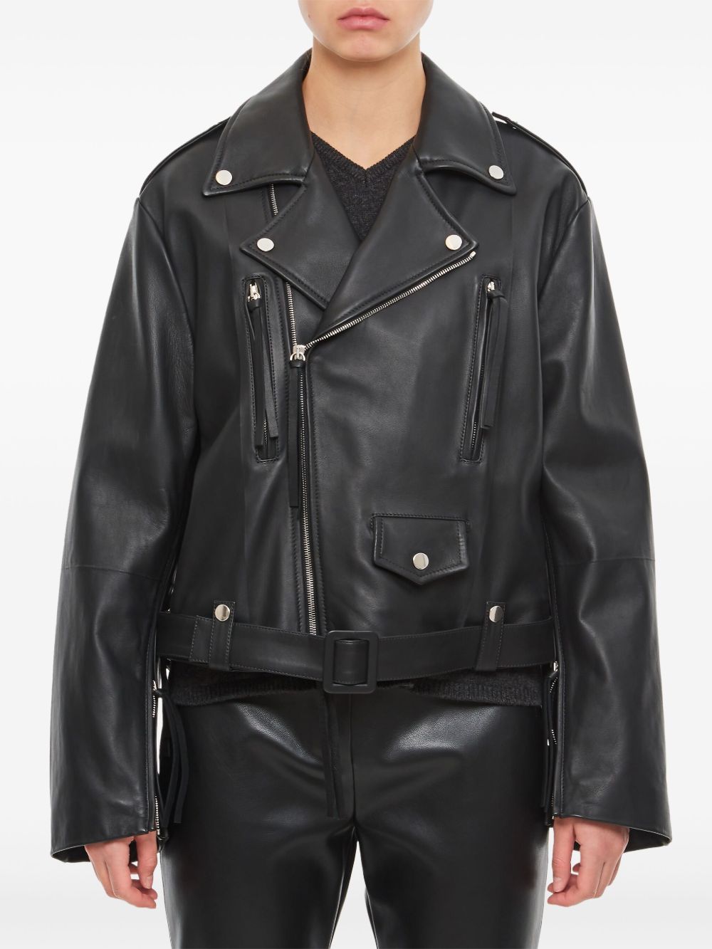 Leather biker jacket - Black
