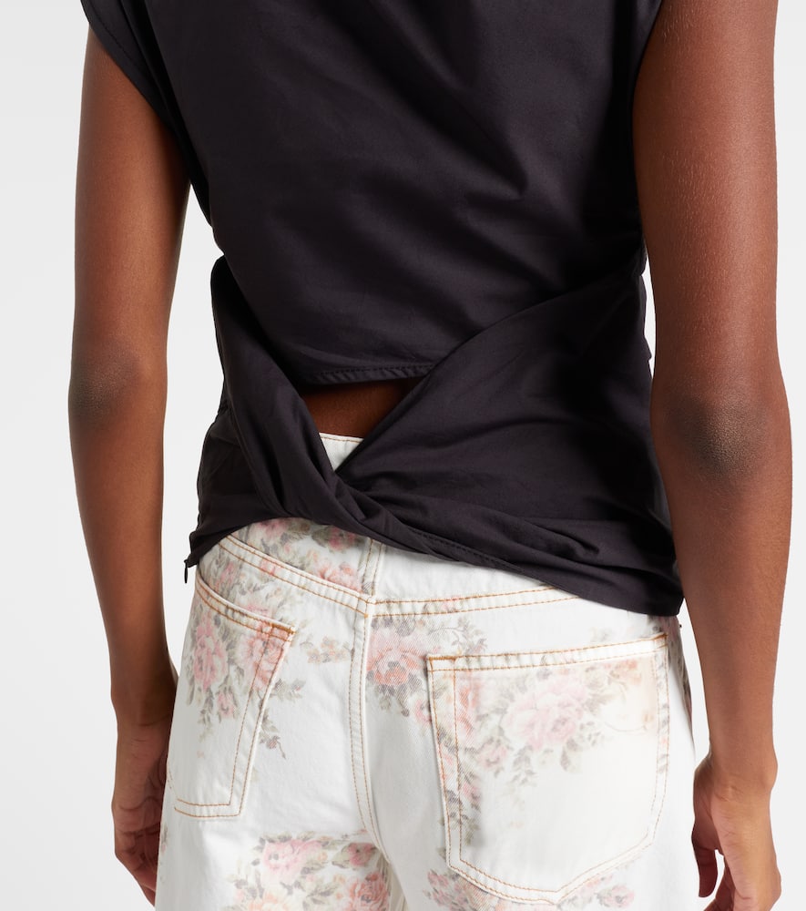 Ruched cotton-blend top