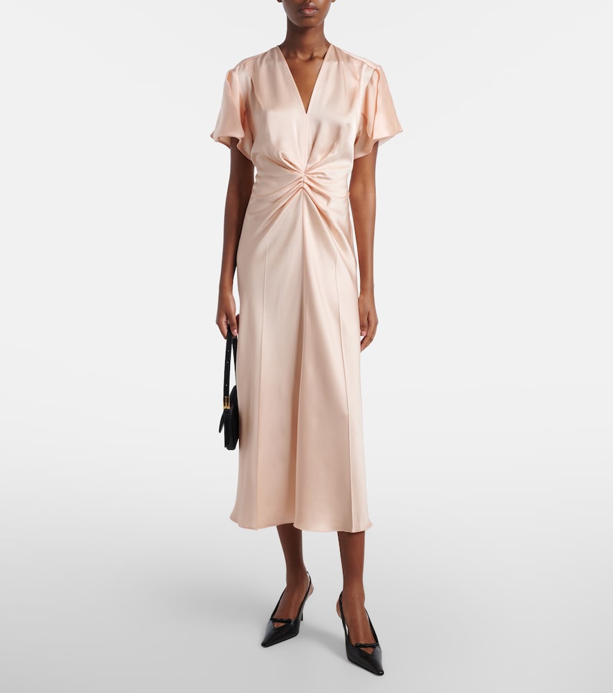 Eve gathered satin crêpe midi dress