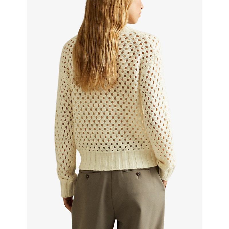Womens Ivory Marie Boxy-fit Cable-knit Wool and Cashmere-blend Jumper