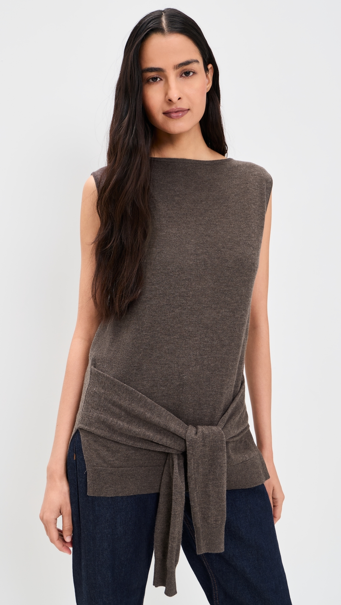 Fine Merino Tie Waist Top Mulch