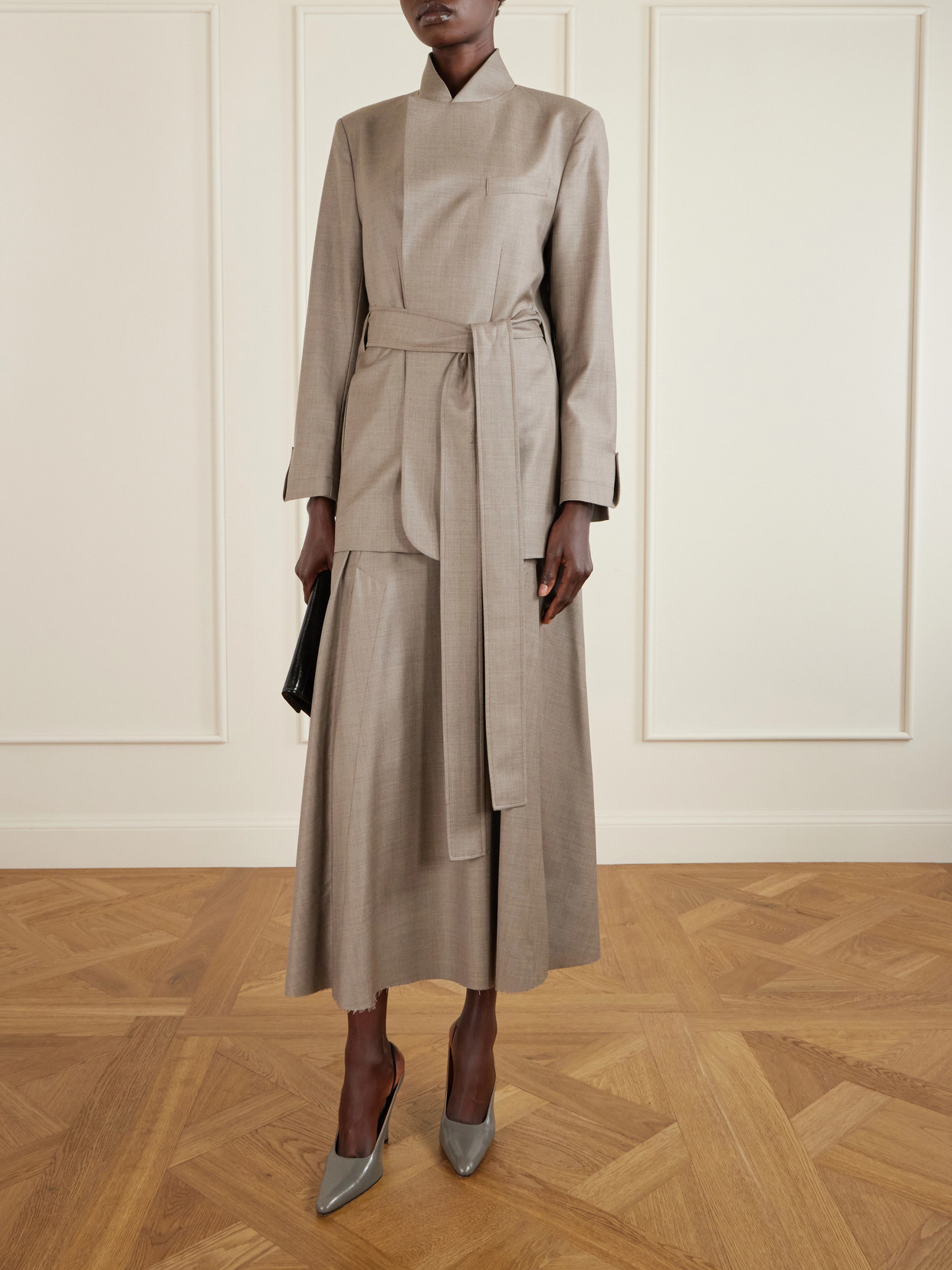 Lauren Belted Wool-twill Blazer - Brown