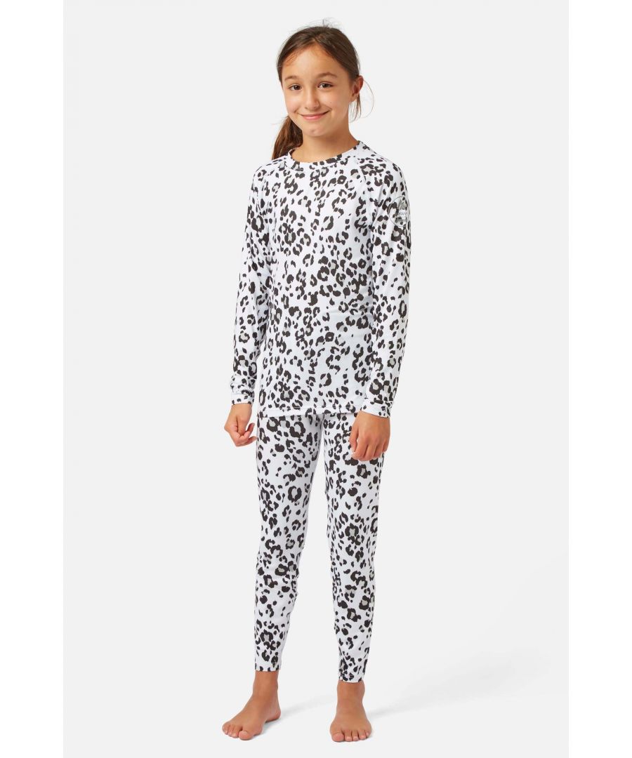 Surfanic Girls Cozy Limited Edition Crew Neck Baselayer Snow Leopard - Black/White - 14-15Y