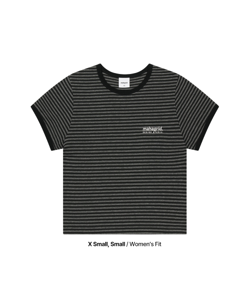 BASIC LOGO STRIPE RINGER TEE BLACK