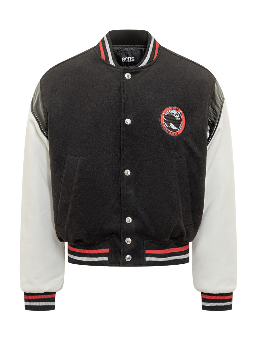 Black Color Block Band Collar Jacket