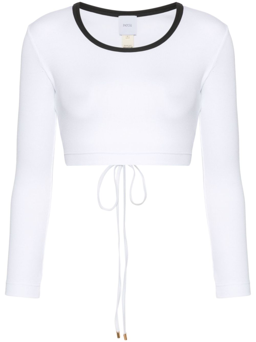 Fine-ribbed cropped top - White