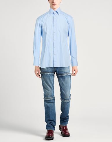 Man Shirt Light blue Size 16 Cotton