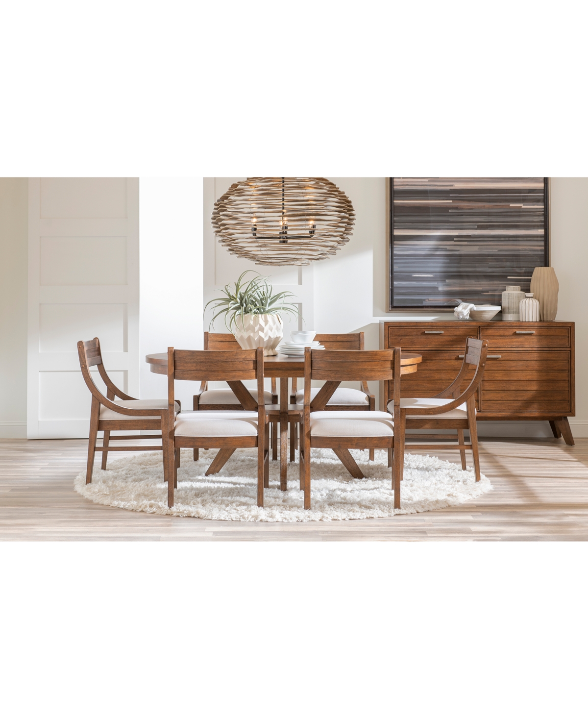 Greystone Ii 7-Pc. Dining Set (Round Table & 6 Chairs) - Brown