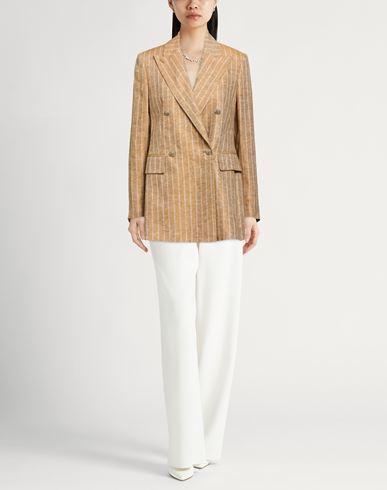 Woman Blazer Camel Size 2 Hemp, Linen
