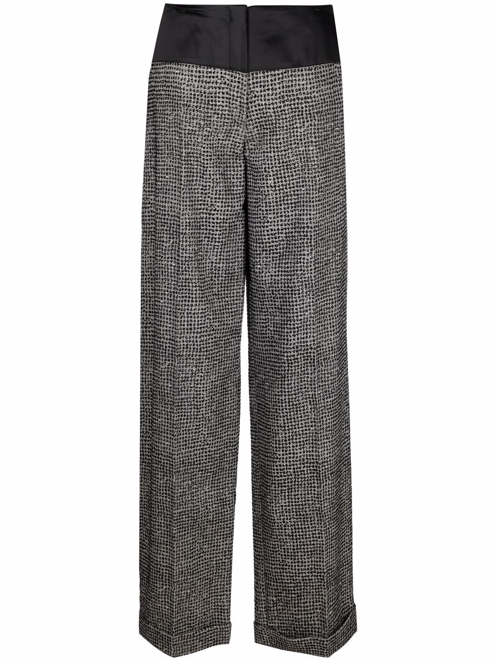 1990s patterned wide-leg trousers - Grey