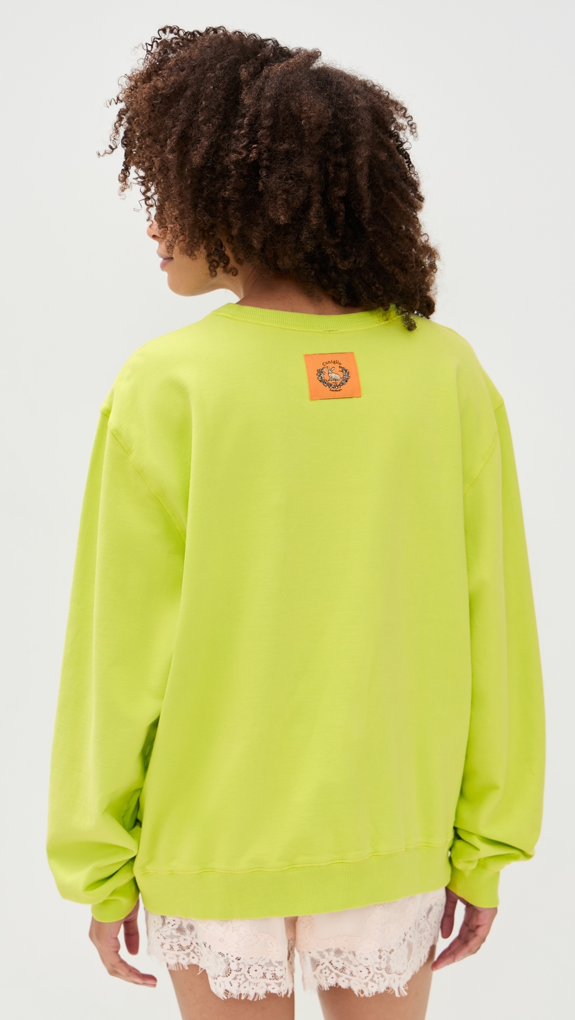 Embroidered Bunny Pullover Lime One Size
