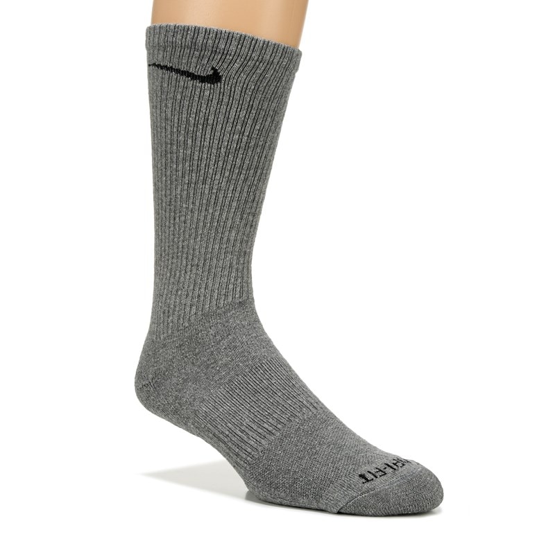 Men's 6 Pack Large Everyday Plus Cushion Crew Socks (Black/White/Carbon)
