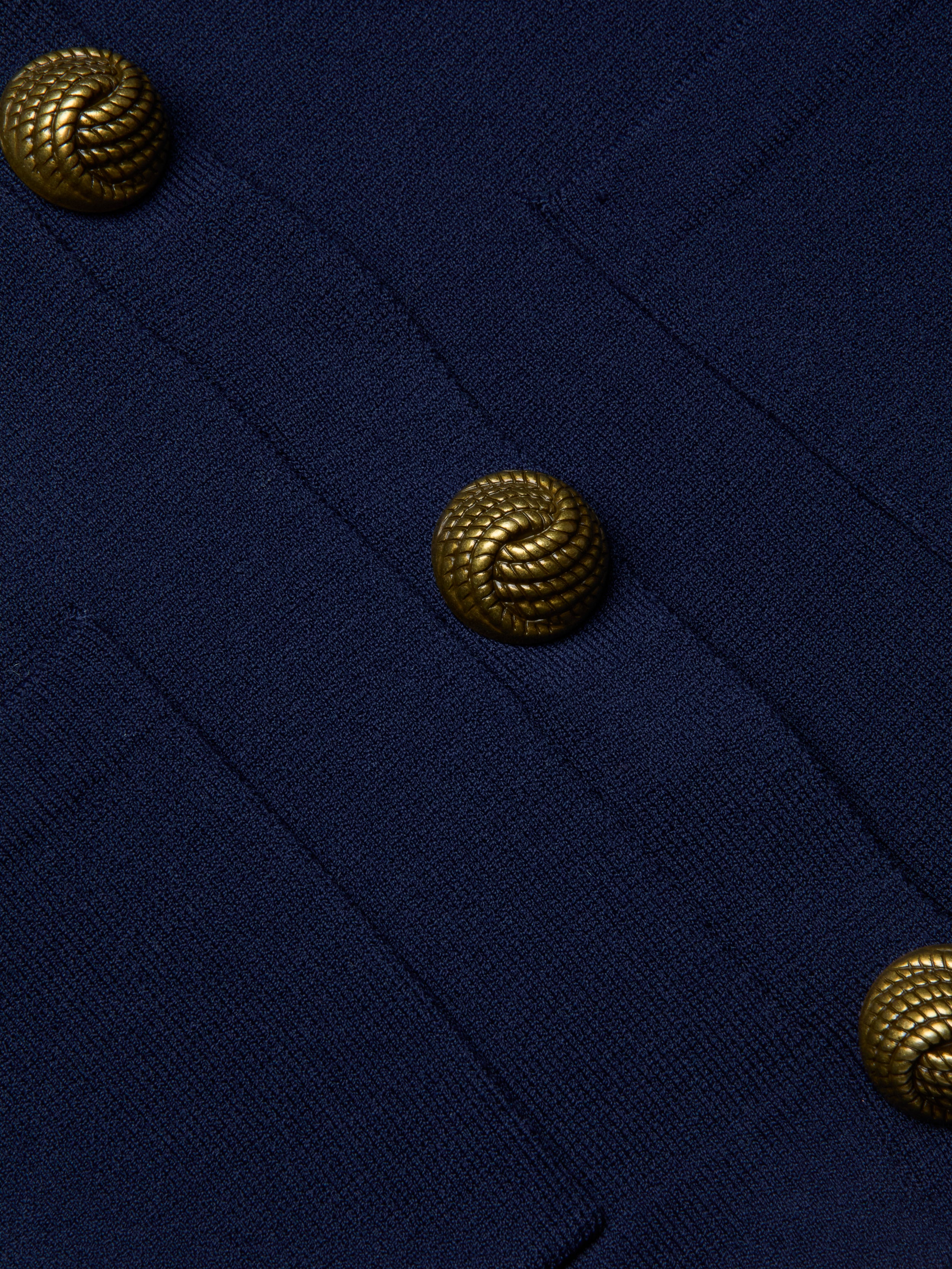 Britt Statement Shoulder Cardigan In Midnight/gold