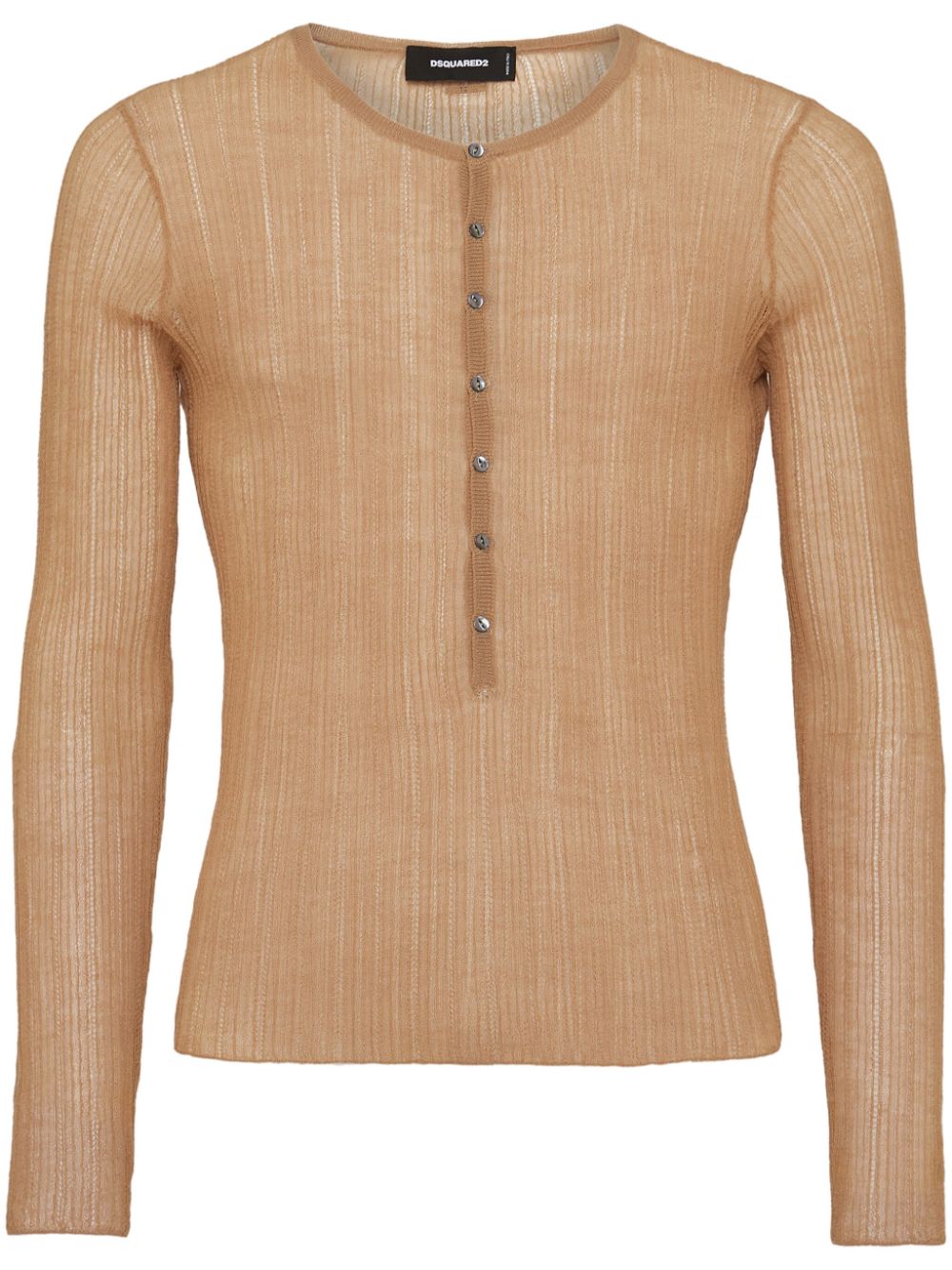 Logo-plaque fine-knit jumper - Neutrals