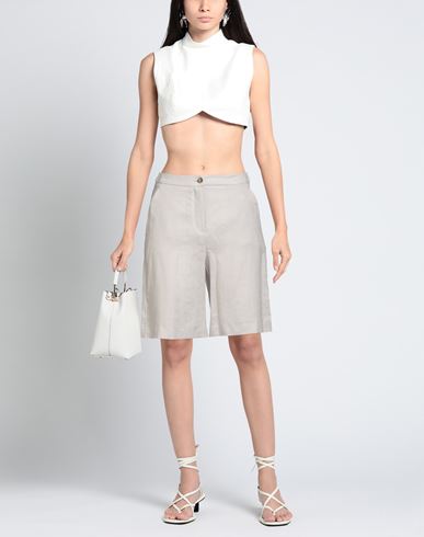Woman Shorts & Bermuda Shorts Light grey Size 8 Linen