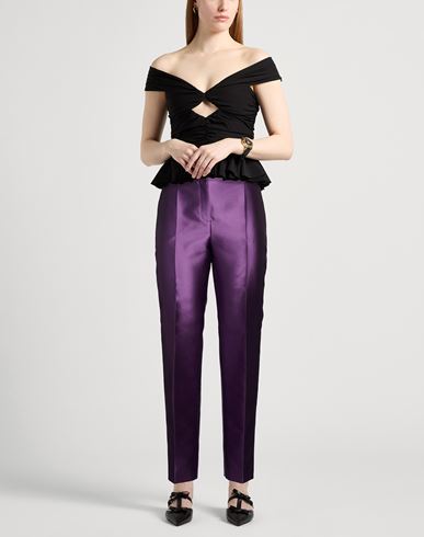 Woman Pants Purple Size 12 Polyester, Silk